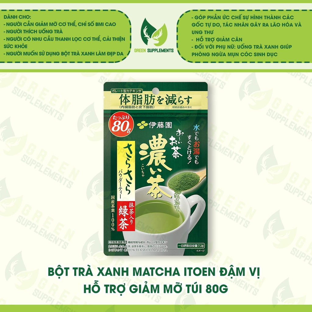 Bột Trà Xanh Matcha Itoen Đậm Vị Hỗ Trợ Giảm Mỡ Túi 80g