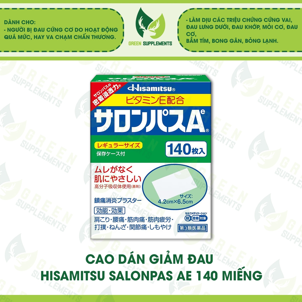 Cao Dán Giảm Đau Hisamitsu Salonpas Ae 140 Miếng