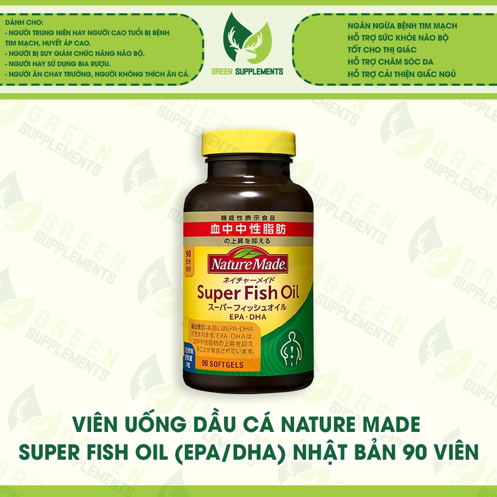Viên Uống Dầu Cá Nature Made Super Fish Oil (EPA, DHA) Nhật Bản 90 Viên [Mẫu Mới]