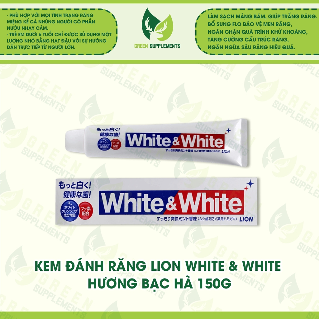 Kem Đánh Răng Lion White & White Hương Bạc Hà 150g