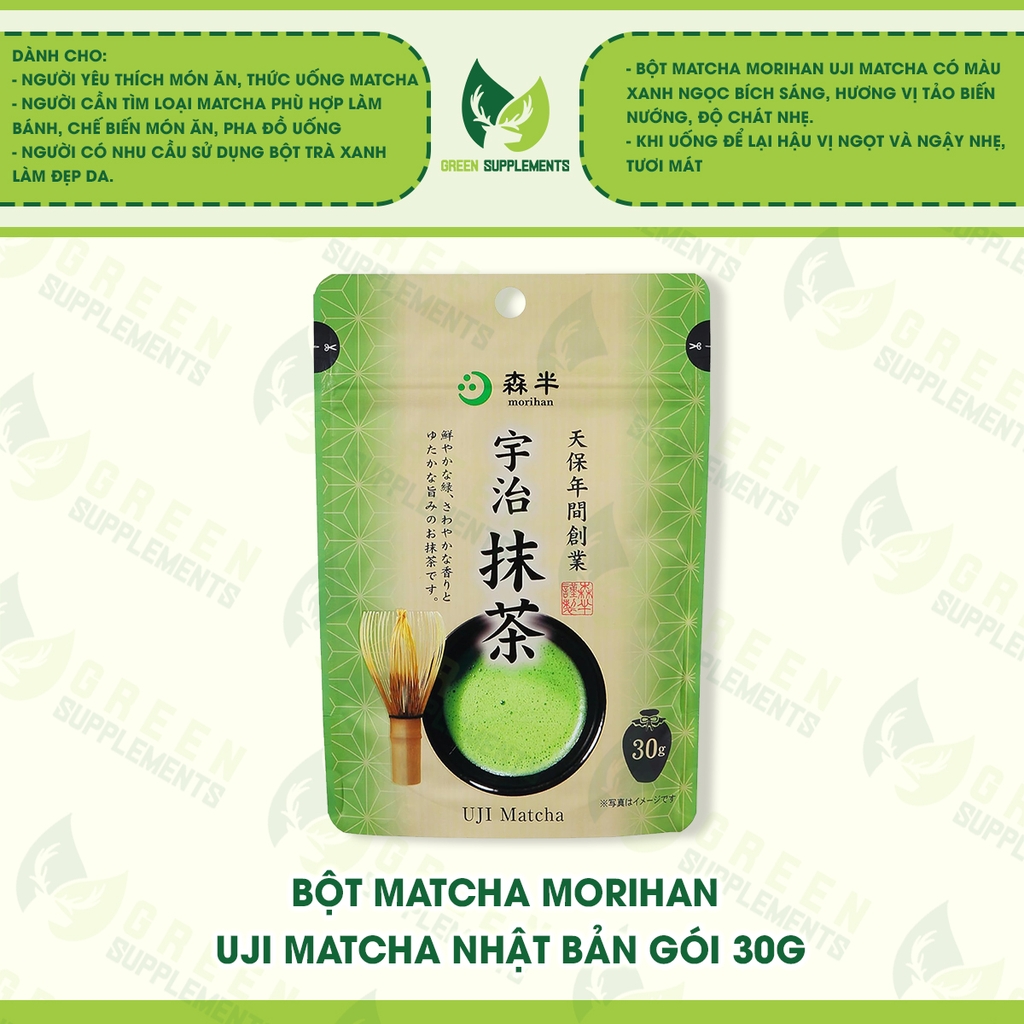 Bột Matcha Morihan Uji Matcha Nhật Bản Gói 30g