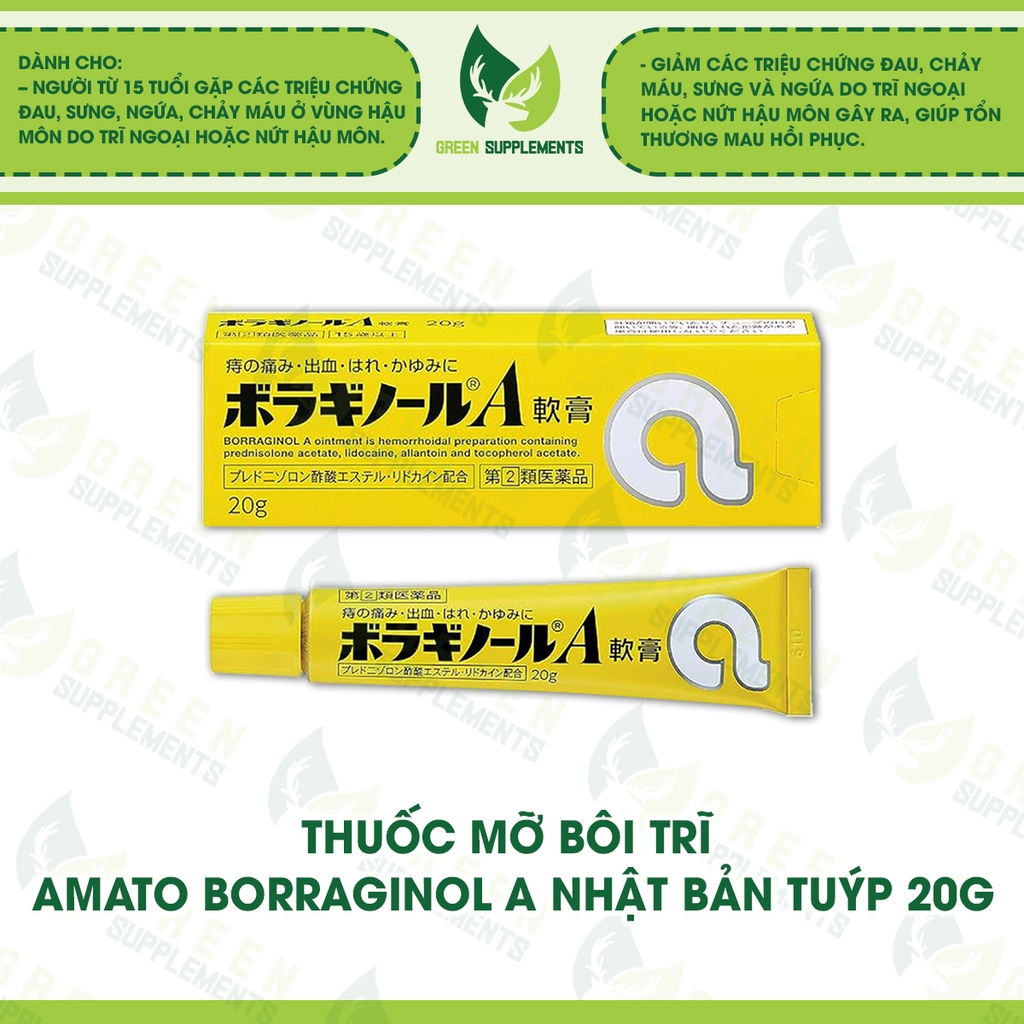 Thuốc Mỡ Bôi Trĩ Amato Borraginol A Nhật Bản Tuýp 20g