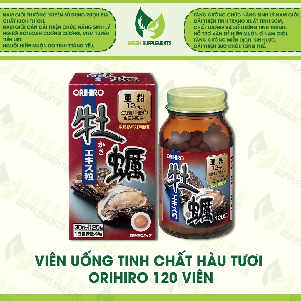Viên Uống Tinh Chất Hàu Tươi Orihiro Hỗ Trợ Sinh Lý 120 Viên