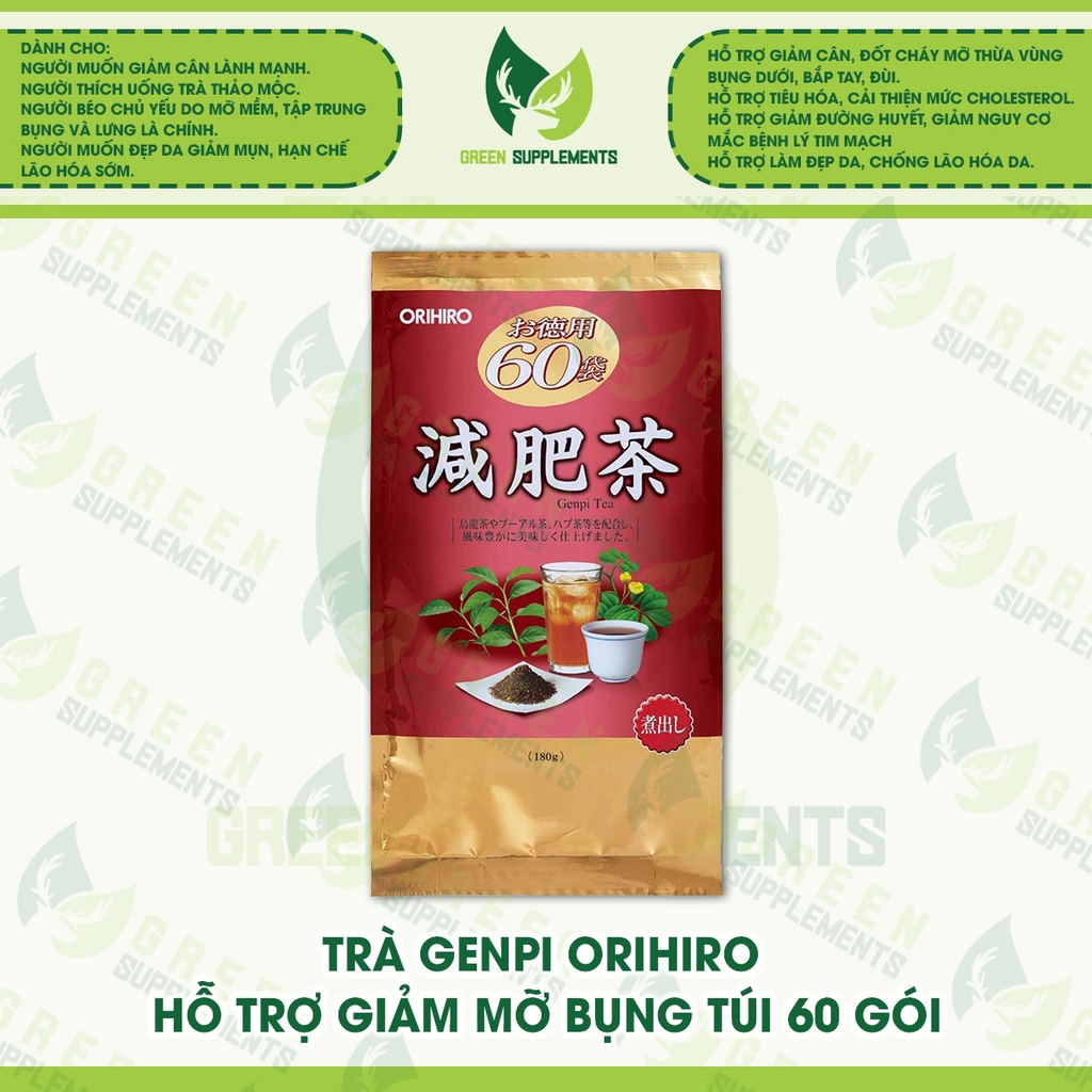Trà Genpi Orihiro Hỗ Trợ Giảm Mỡ Bụng Túi 60 Gói
