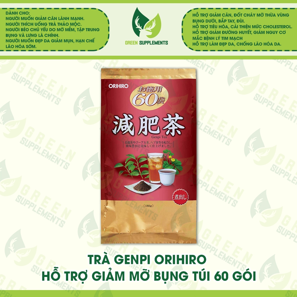 Trà Genpi Orihiro Hỗ Trợ Giảm Mỡ Bụng Túi 60 Gói