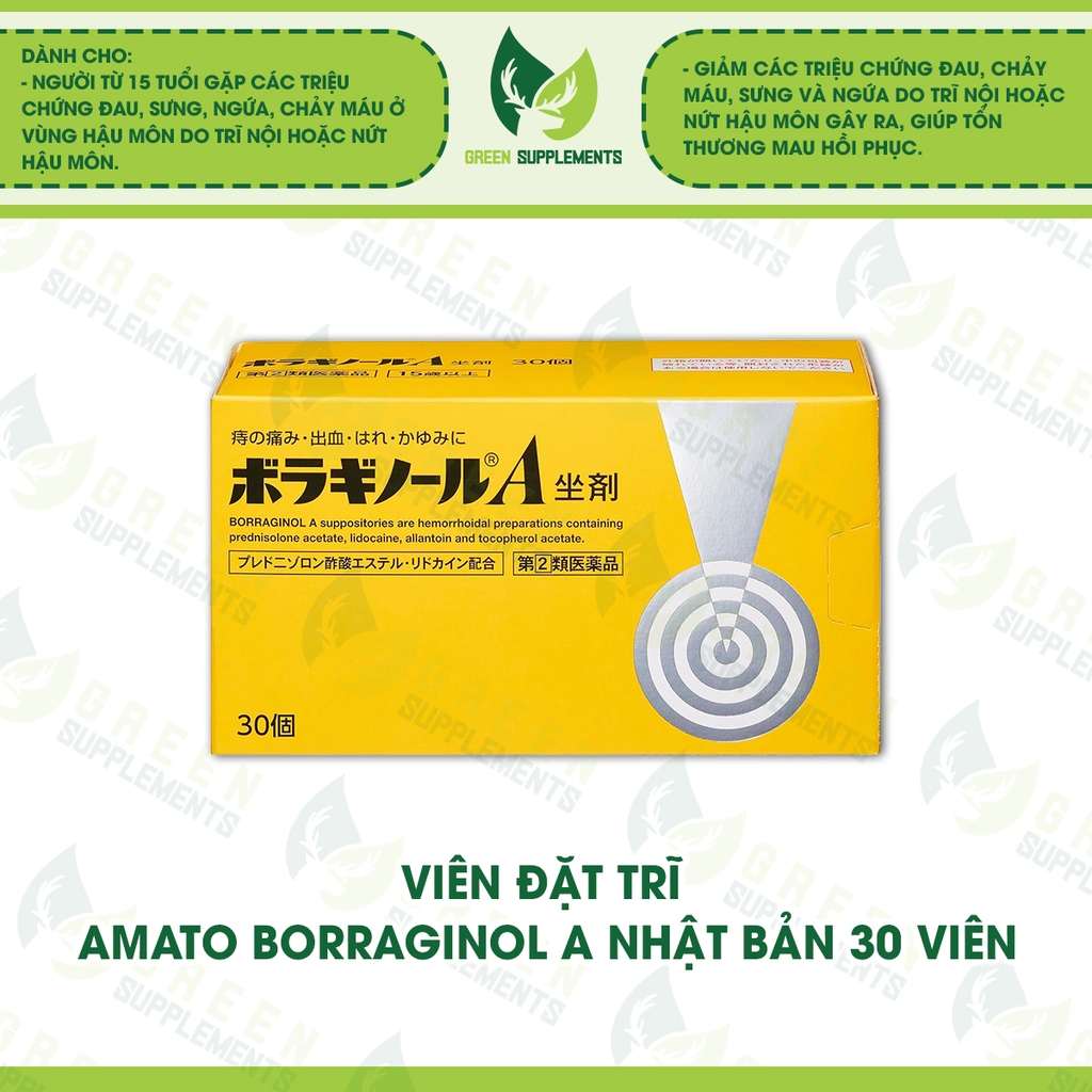 Viên Đặt Trĩ Amato Borraginol A Nhật Bản 30 Viên