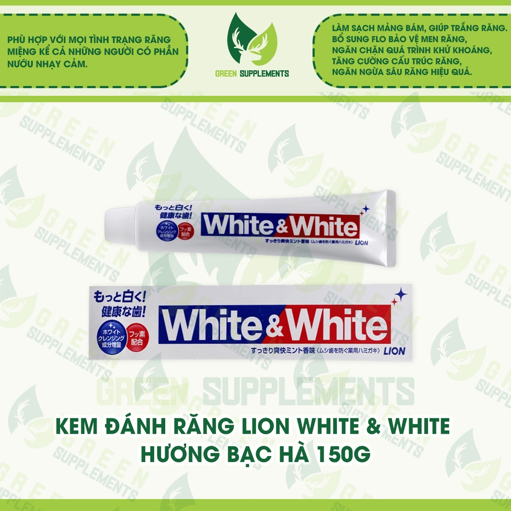 Kem Đánh Răng Lion White & White Hương Bạc Hà 150g