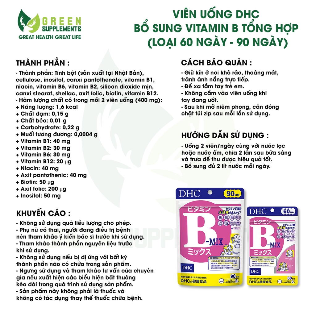 Viên Uống DHC Bổ Sung Vitamin B Tổng Hợp