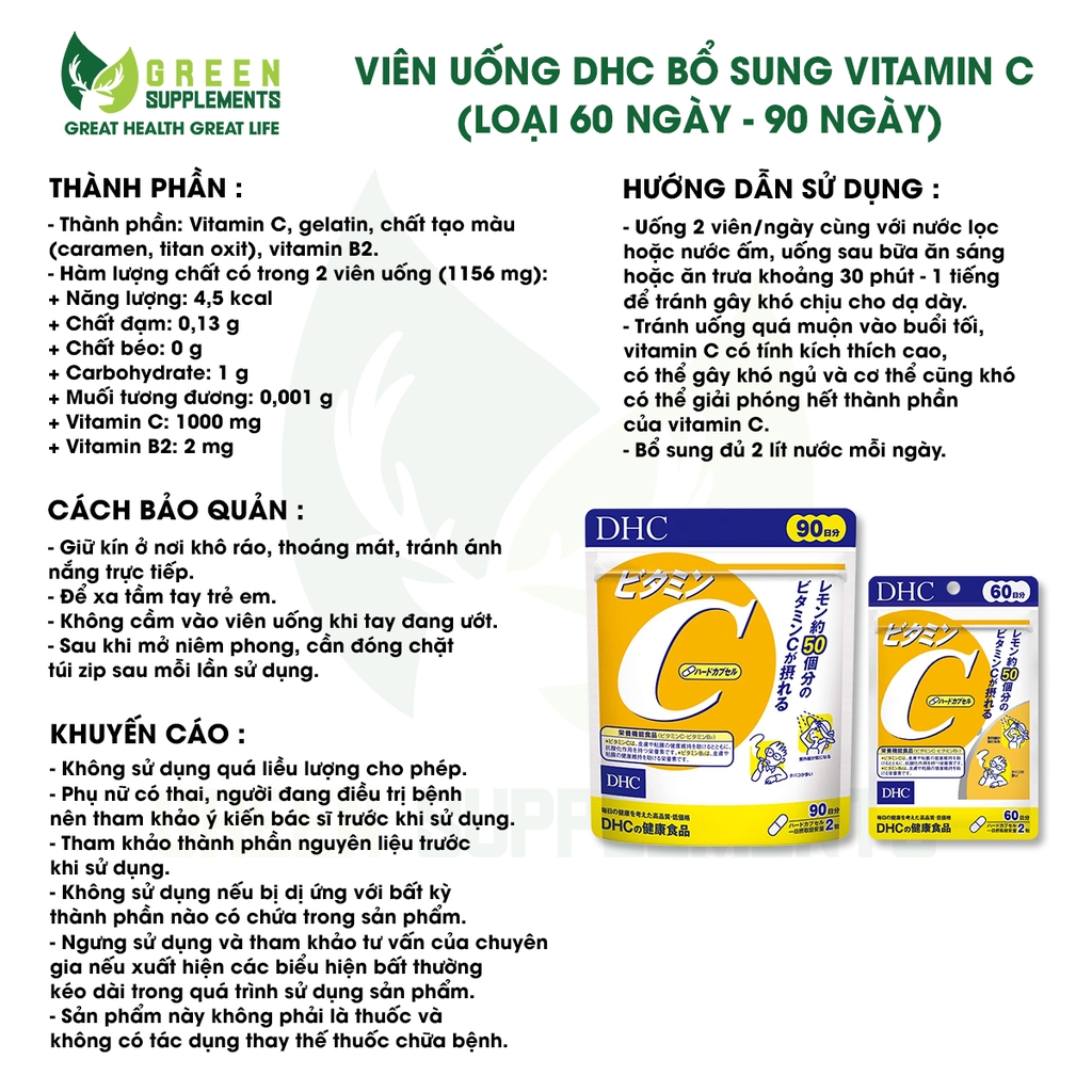 Viên Uống DHC Bổ Sung Vitamin C