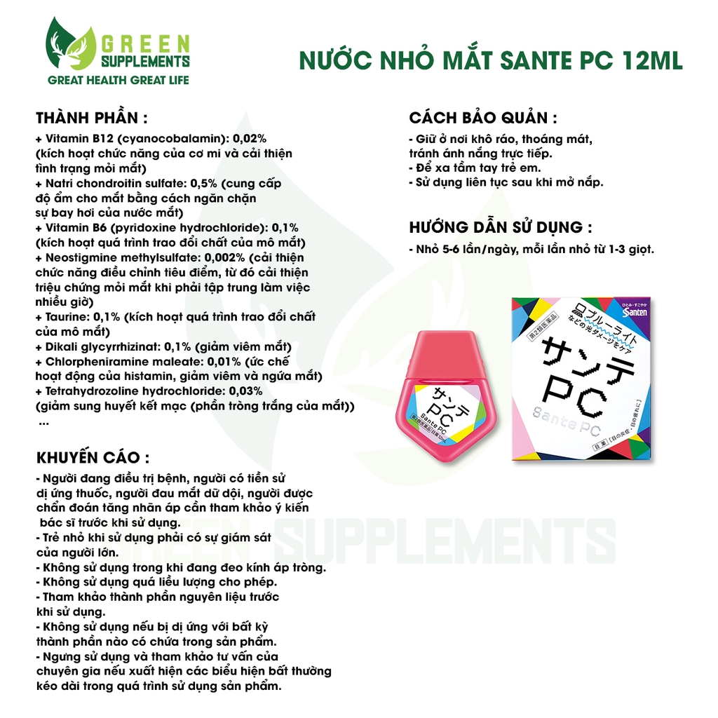 Nước Nhỏ Mắt Sante PC 12ml