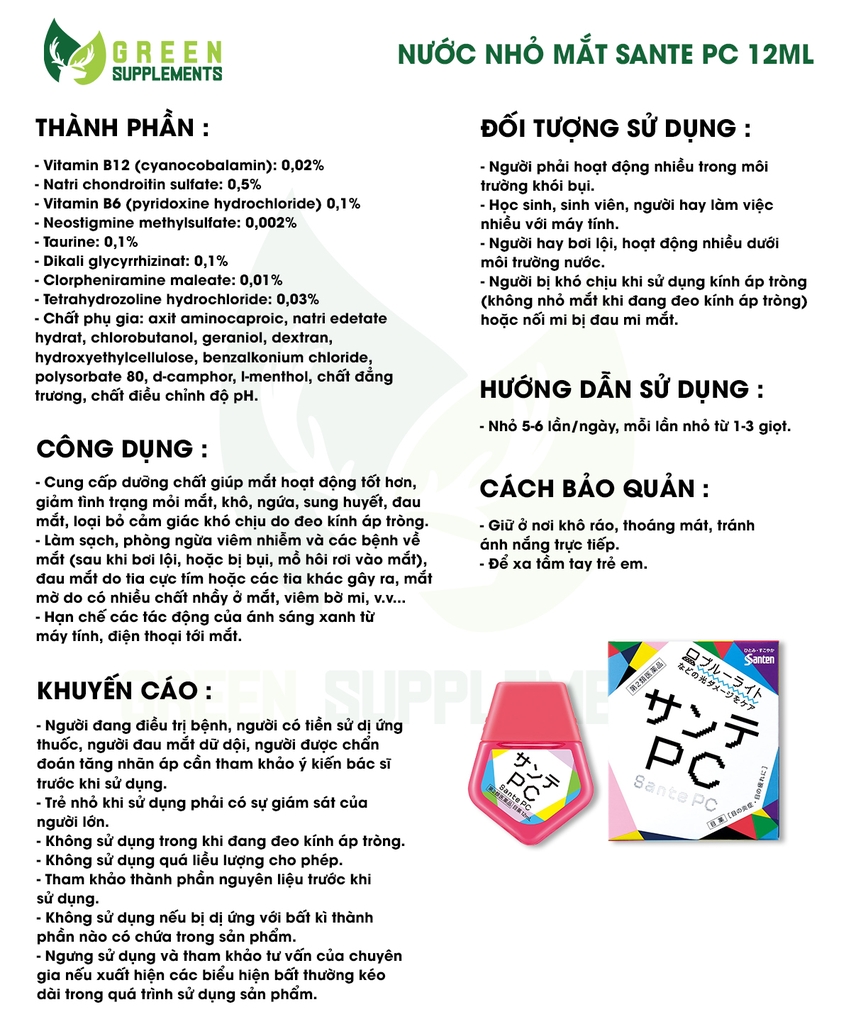 Nước Nhỏ Mắt Sante PC 12ml