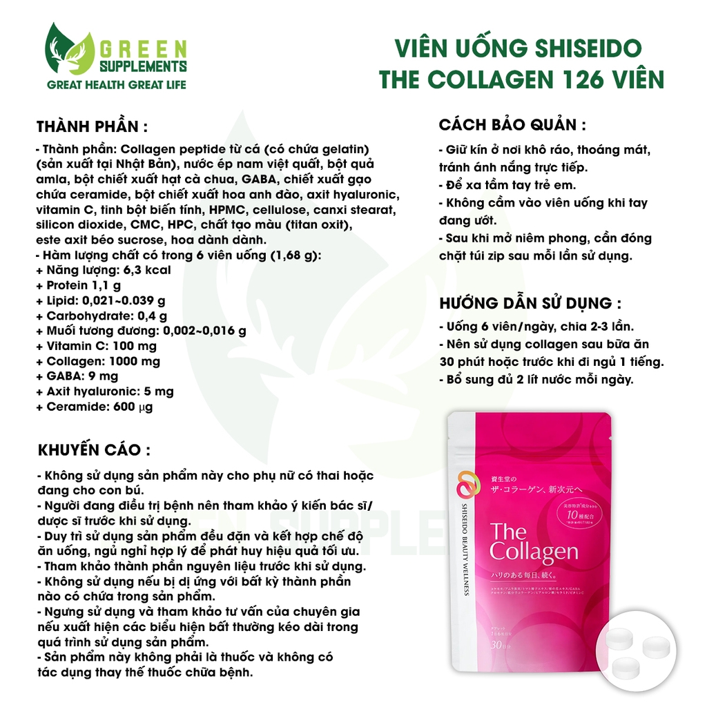 Viên Uống Shiseido The Collagen 126 Viên