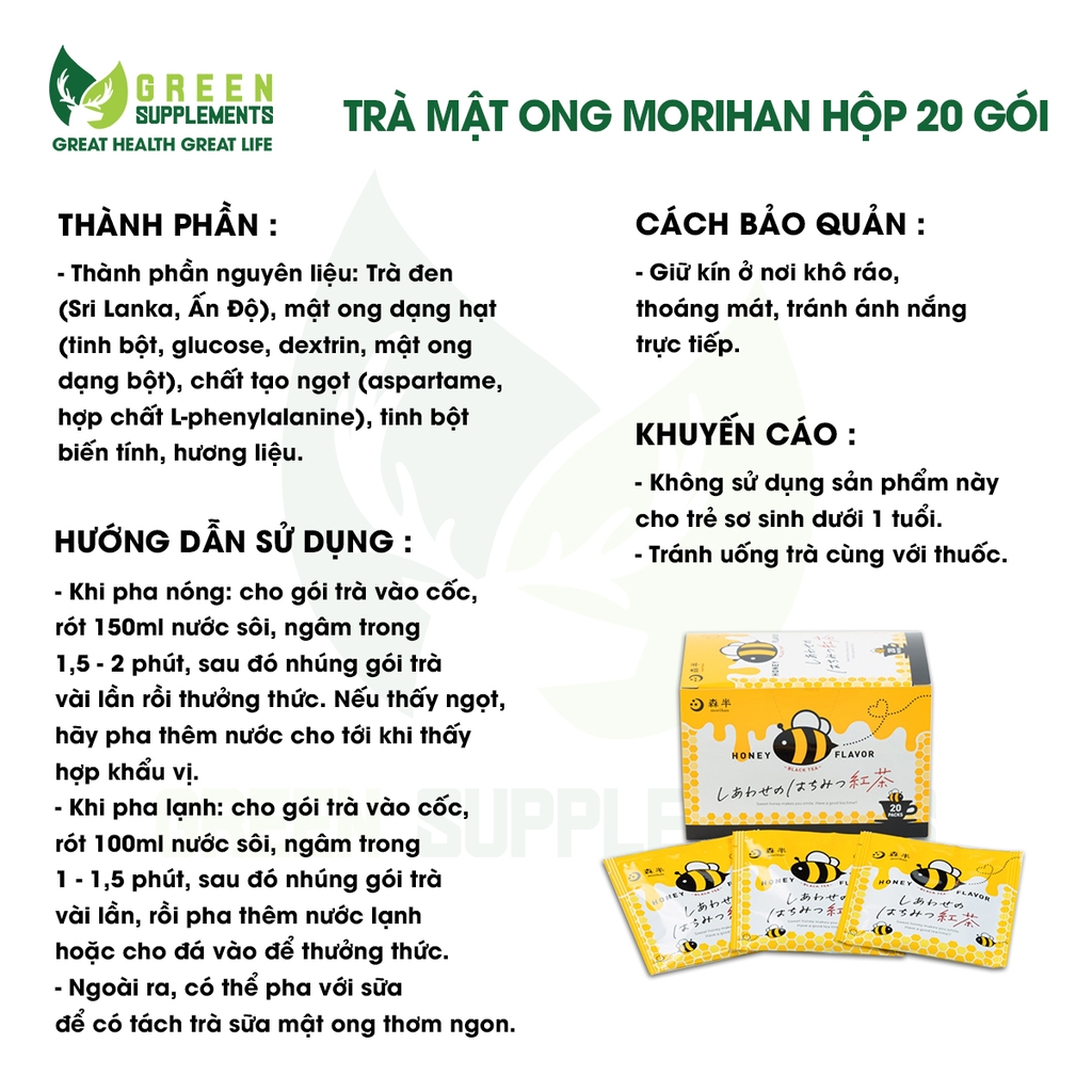 Trà Mật Ong Morihan Hộp 20 Gói