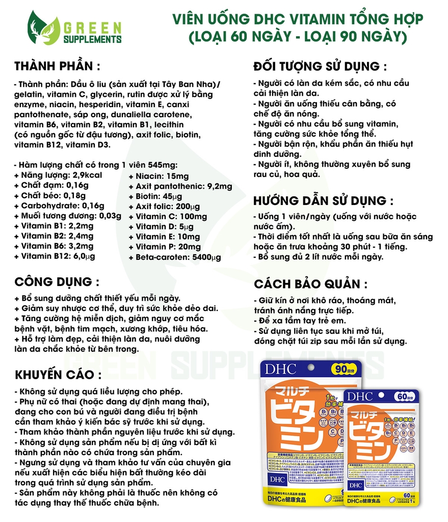 Viên Uống DHC Multi Vitamins Bổ Sung Vitamin Tổng Hợp