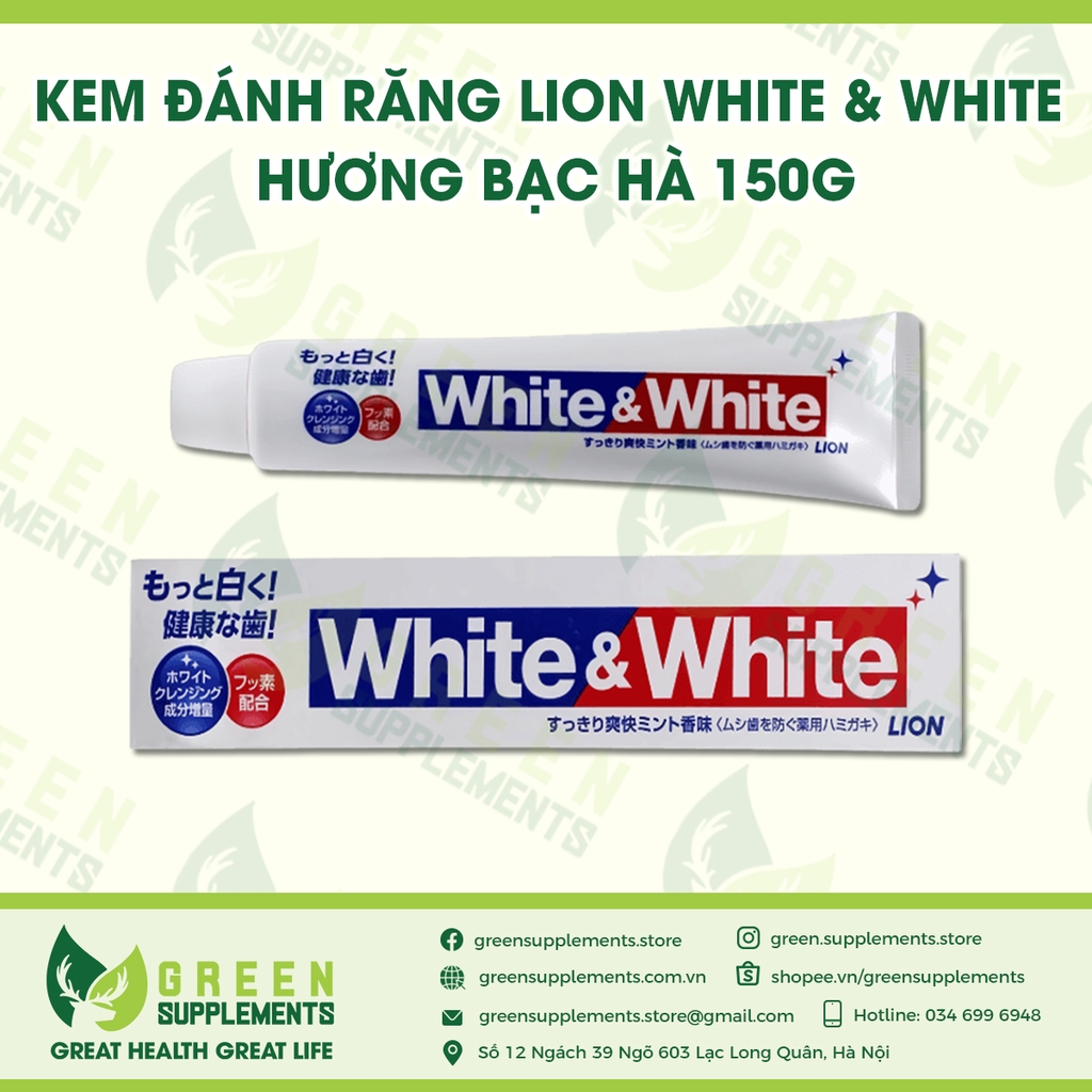 Kem Đánh Răng Lion White & White Hương Bạc Hà 150g