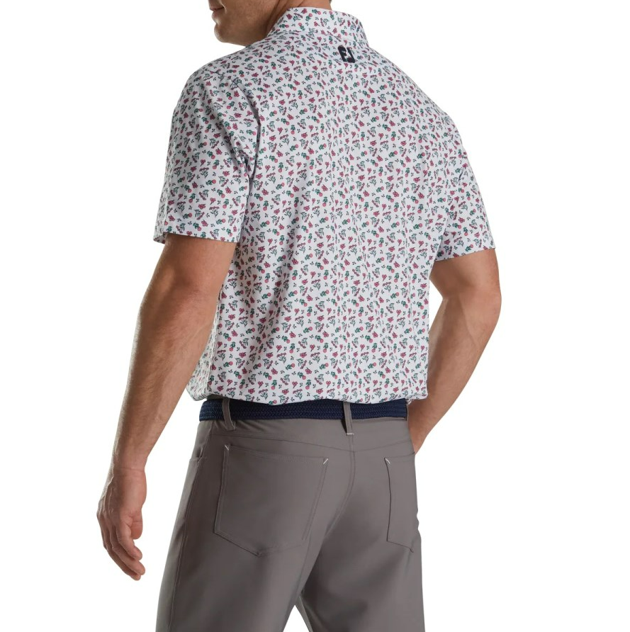 Áo nam cộc tay FJ Mini Floral Lisle, Self Collar - 87263