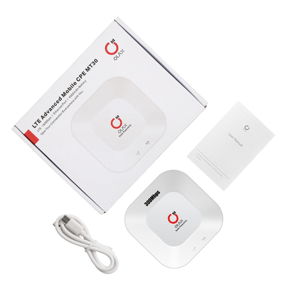 Bộ Phát Wifi Sim 4G Olax MT30. Pin 4000mAh, Tốc độ 150Mbps, Kết Nối 8 Thiết Bị - Bảo Hành 6 Tháng