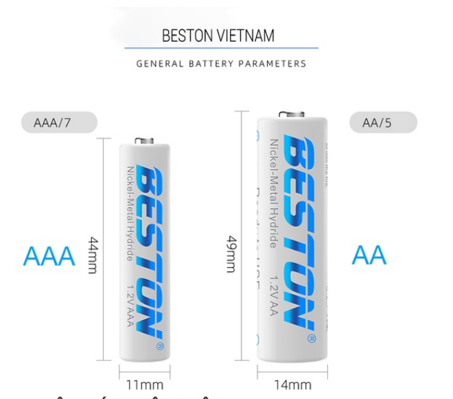 PIN AA BESTON/KTV 1.2V/3300Mah Sạc lại được (KO VAT)