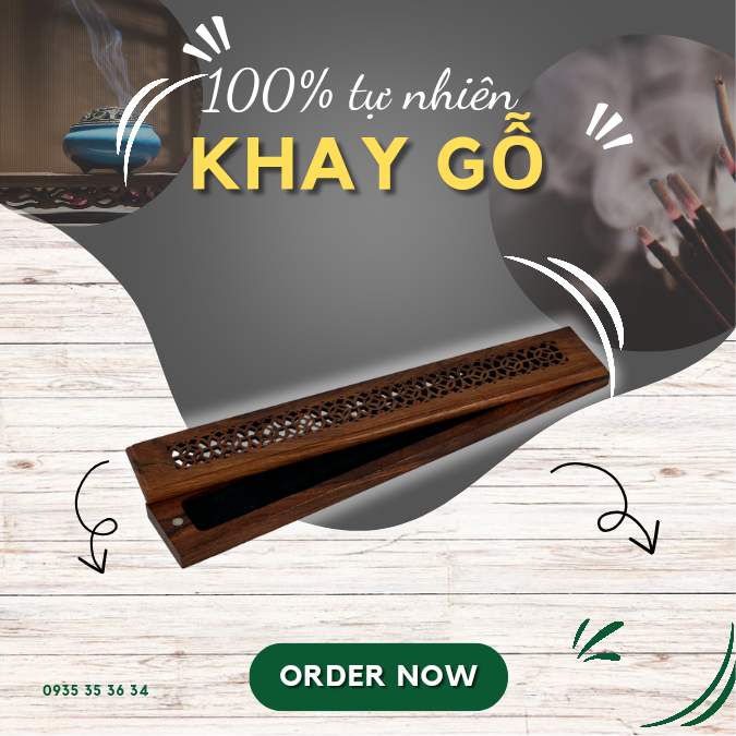 Khay gỗ đốt nhang không tăm - Chuẩn Trầm