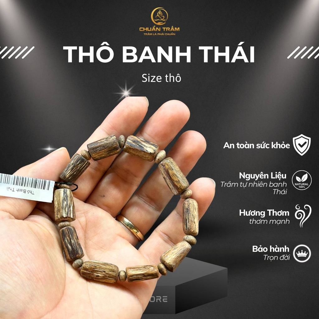 Vòng tay trầm hương thô banh Thái - Chuẩn Trầm