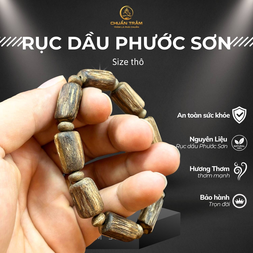 Vòng tay trầm hương thô rục dầu Phước Sơn - chuẩn trầm