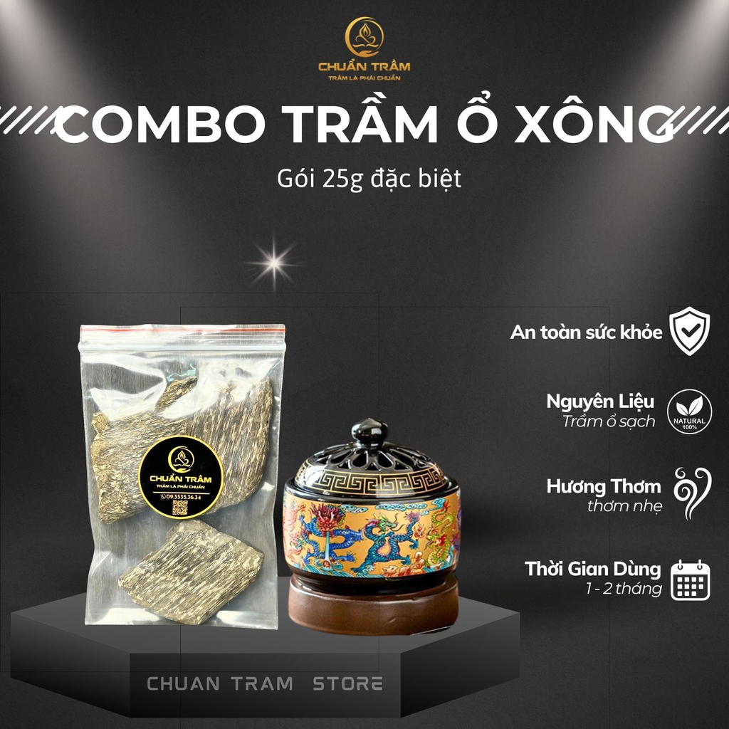 Combo trầm ổ ( trầm miếng) đặc biệt và lư điện - chuẩn trầm