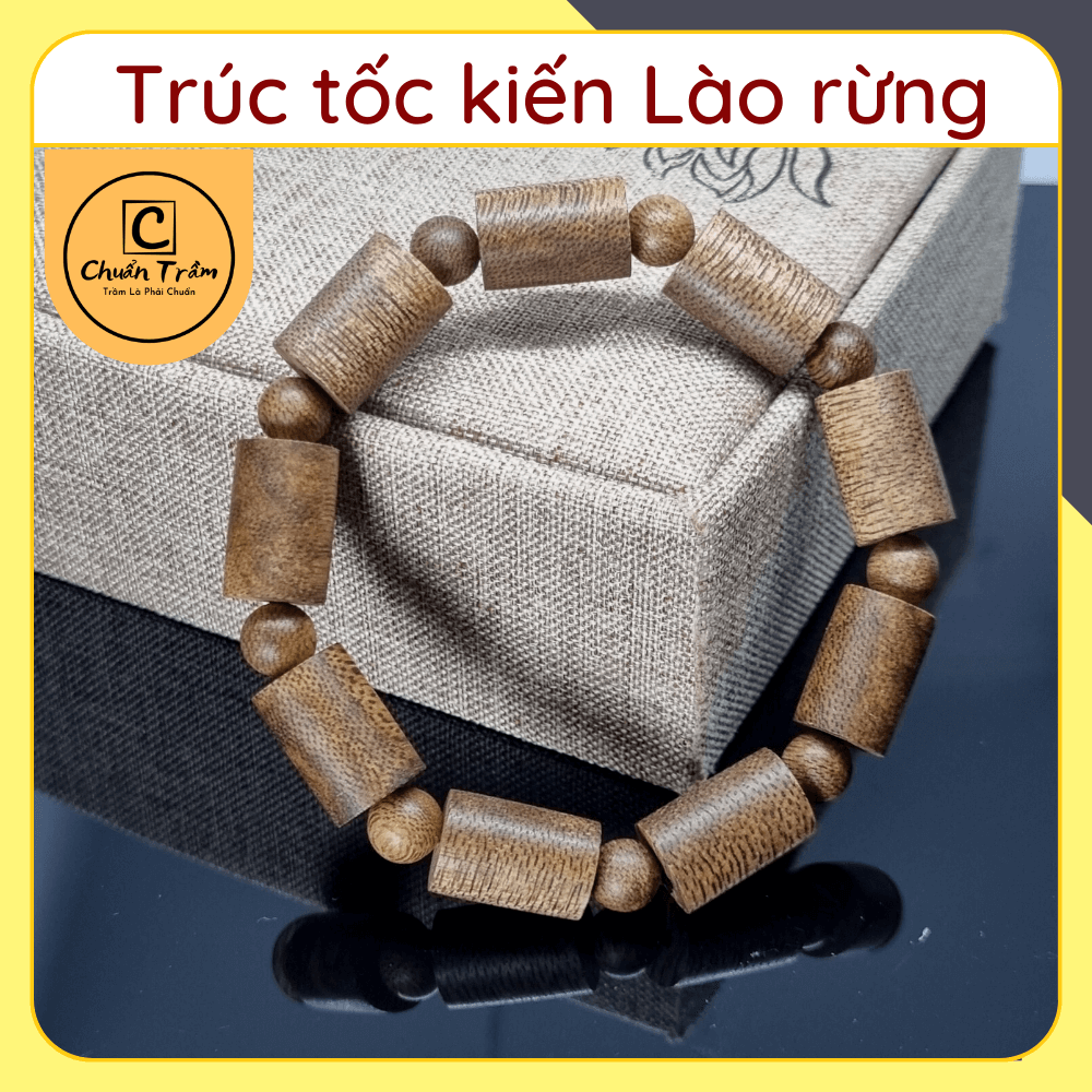 Vòng tay thời trang trầm hương tự nhiên Lào rừng dạng trúc Chuẩn Trầm, vòng tay trầm tự nhiên 100%