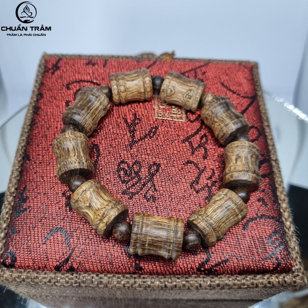 Vòng Tay Trầm Hương Trúc đốt tre Sánh chìm Chuẩn Trầm - đốt trúc