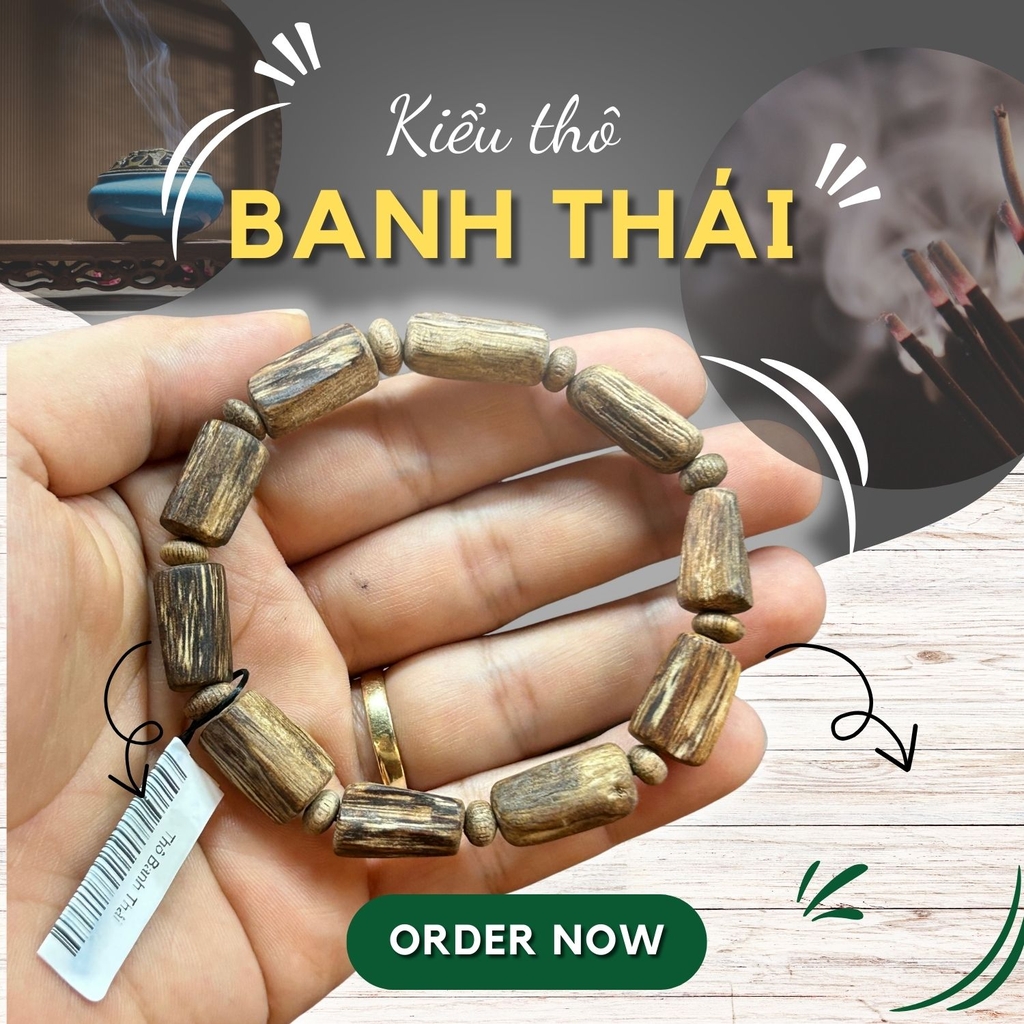 Vòng tay trầm hương thô banh Thái - Chuẩn Trầm