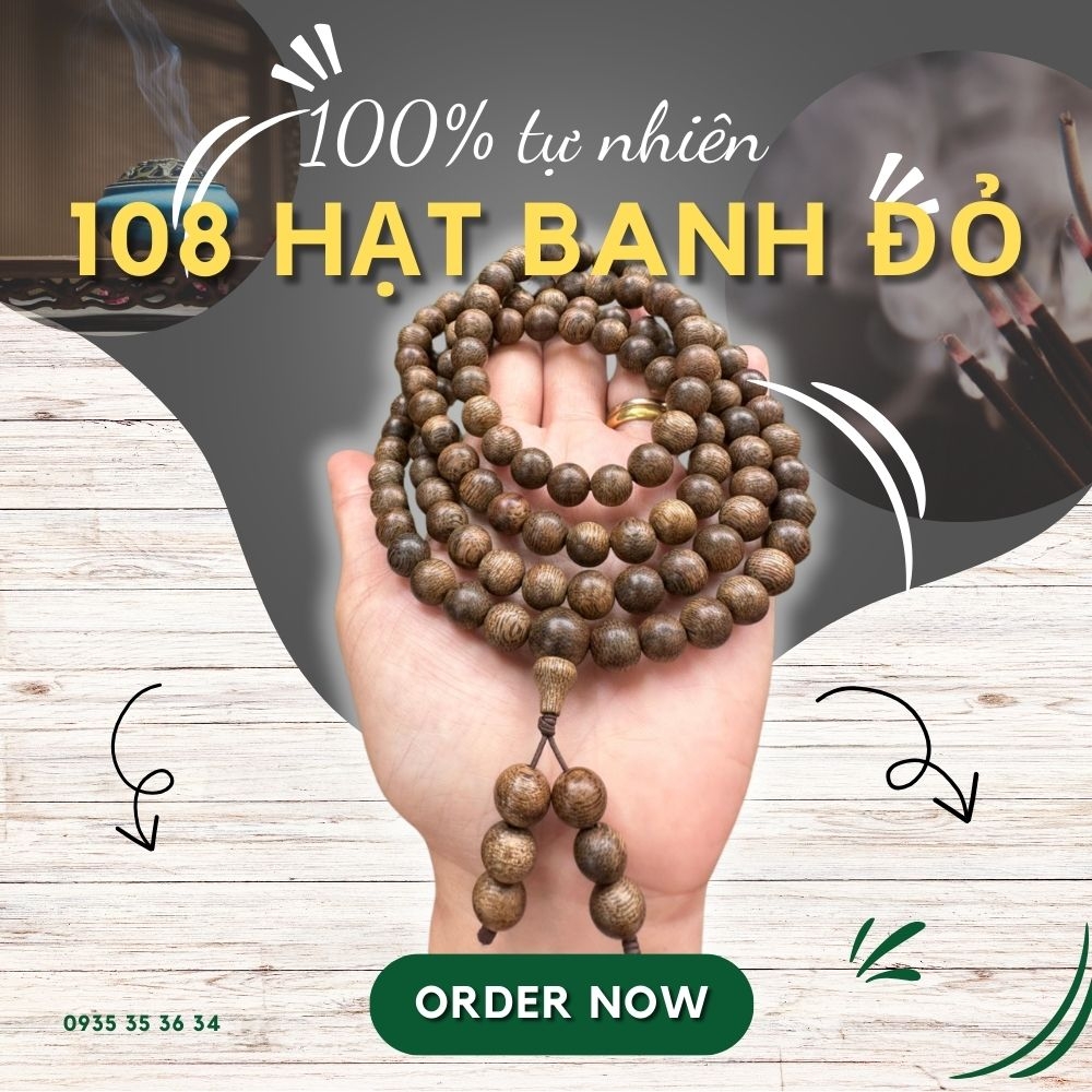 Vòng tay trầm hương 108 hạt banh đỏ Campuchia cao cấp - Chuẩn Trầm