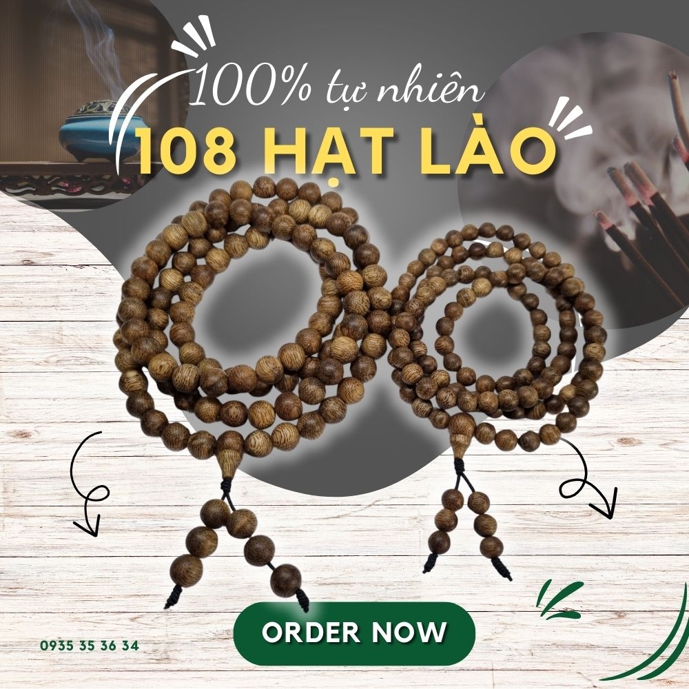 Vòng Tay Trầm Hương 108 Hạt tự nhiên Lào Rừng CHUẨN TRẦM - Vòng Tay phong thủy Tự Nhiên 100% Thời Trang Cho Nam Và Nữ