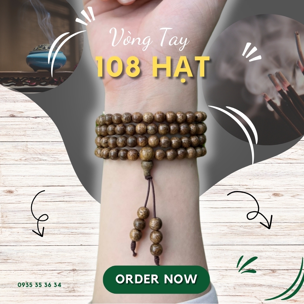 Vòng Tay Trầm Hương 108 hạt tốc kiến vườn