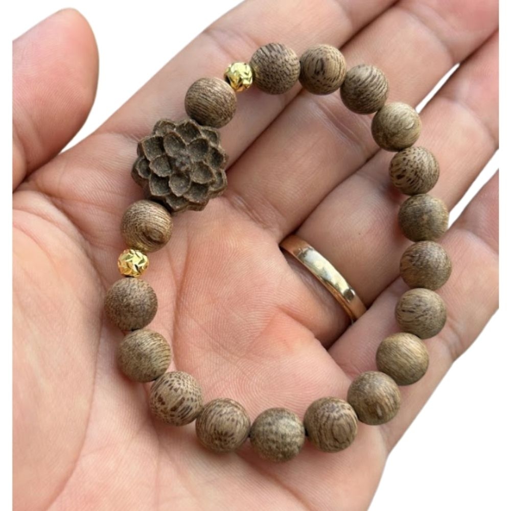 Vòng tay trầm hương tự nhiên Khánh Hòa mix vàng 18K cao cấp - Chuẩn Trầm