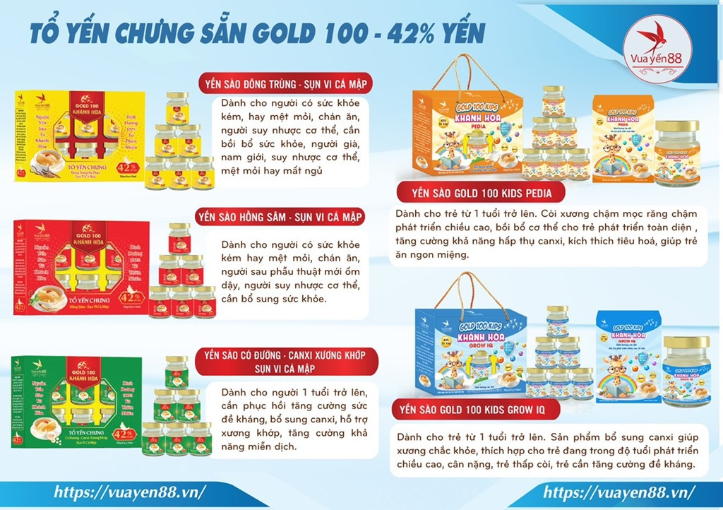 Yến sào khánh hoà GOLD NEST - có đường canxi xương khớp sụn vi cá mập