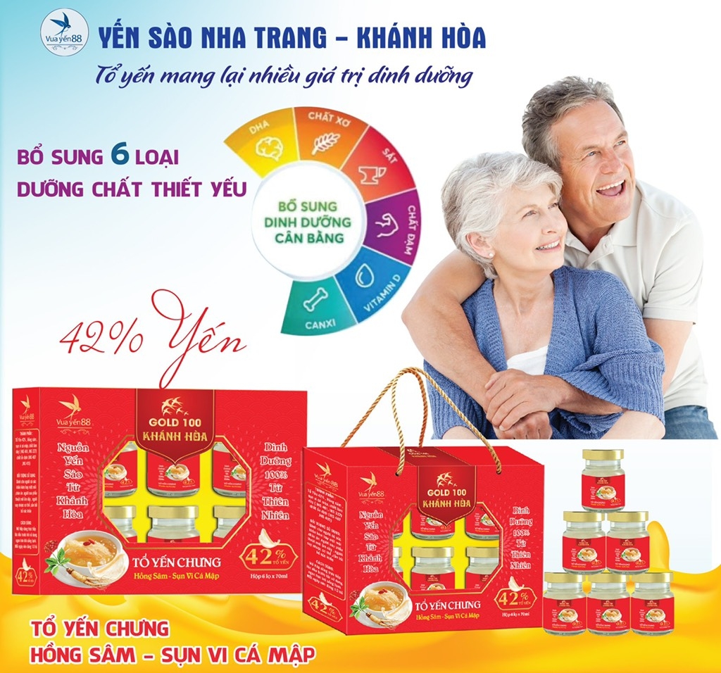 Yến sào khánh hoà GOLD NEST - có đường canxi xương khớp sụn vi cá mập