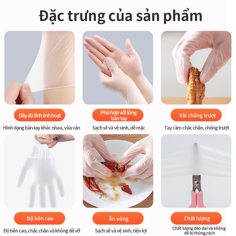 Găng tay PVC dùng 1 lần trong suốt hiệu: Ams model: A5101 Hộp 100 cái
