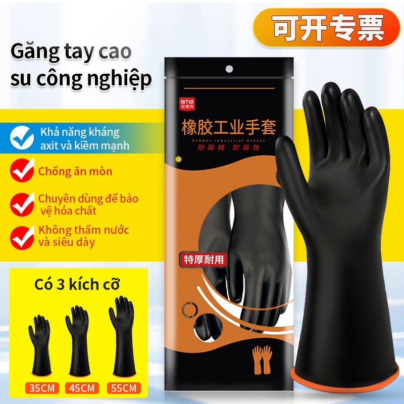 Găng tay cao su chống axit và kiềm hóa chất