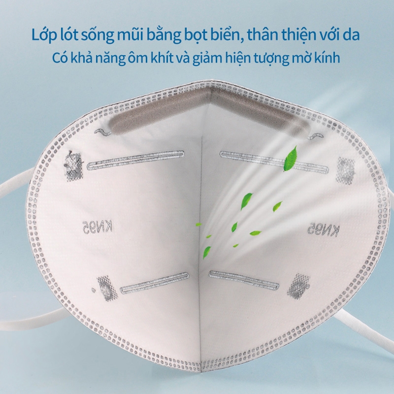 Khẩu trang chống bụi KN95 (chứa than hoạt tính 5 lớp phòng covid hiệu AMS, Model: A9541, hộp 50 chiếc)