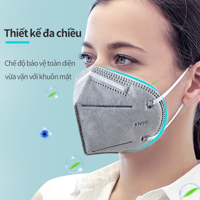 Khẩu trang KN95 chứa than hoạt tính 5 lớp phòng covid hiệu AMS, Model: A9541, hộp 50 chiếc