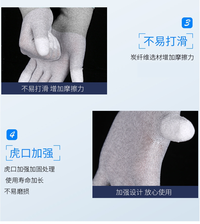 Găng tay Ams cao su PU dải Carbon model A552 (gói 10 đôi, bao tải 1000 đôi)