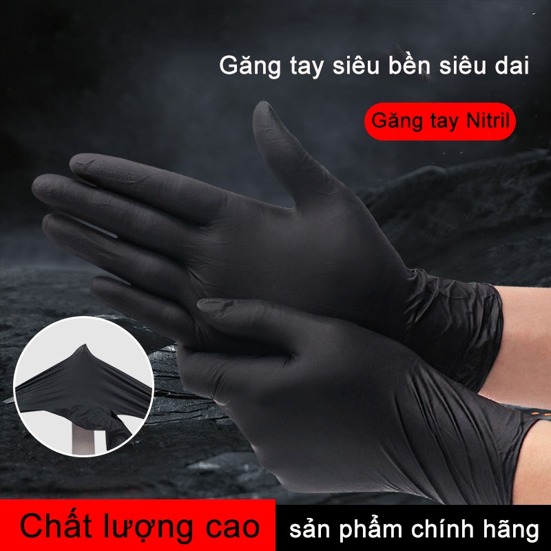 Găng tay nitrile Ams dùng một lần màu đen, quy cách A5221 (hộp 100 cái)
