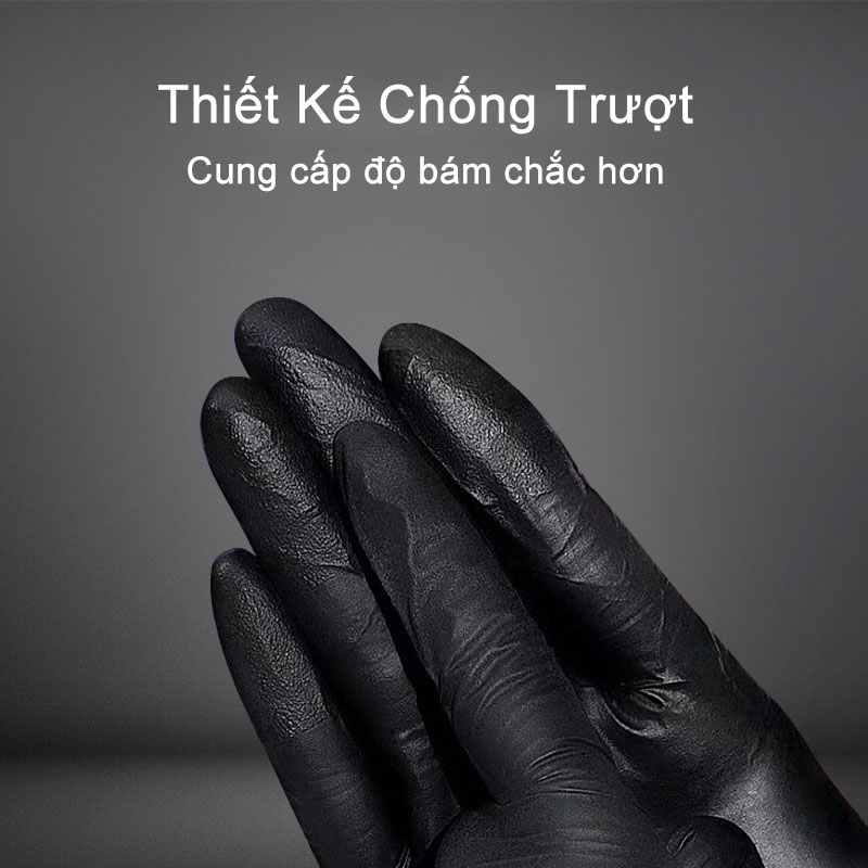 Găng tay nitrile Ams dùng một lần màu đen, quy cách A5221 (hộp 100 cái)