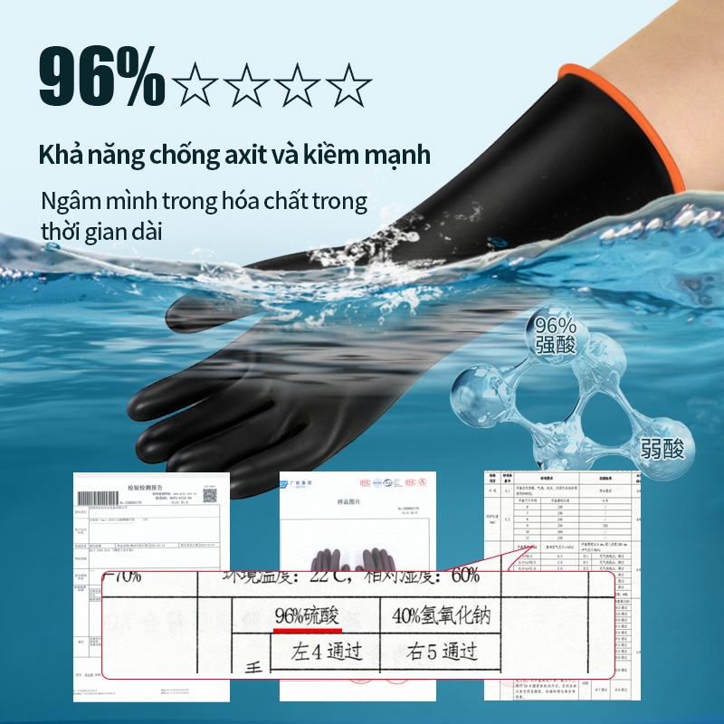 Bao tay chống hóa chất axit kiềm A5392 dài 45cm