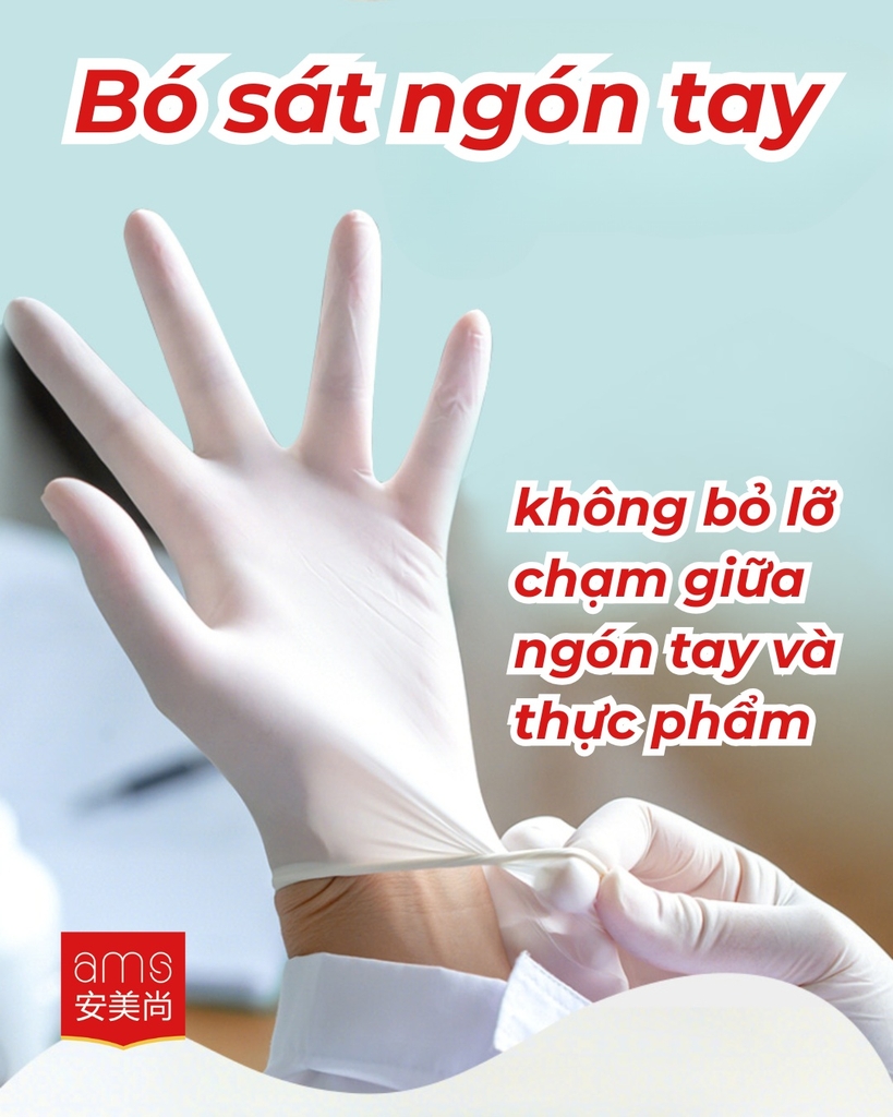 Găng tay y tế không bột màu trắng, hiệu: AMS, Model: A5208 (hộp 100 chiếc)