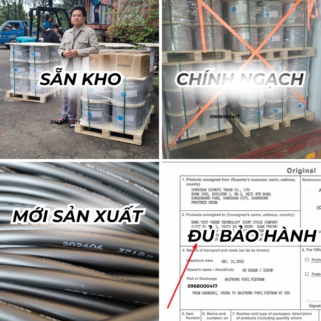 Dây cáp điện Leader 6mm (Solar cable 1*6MM2) (1500V H1Z2Z2-K- cuộn 1000m sx2024)