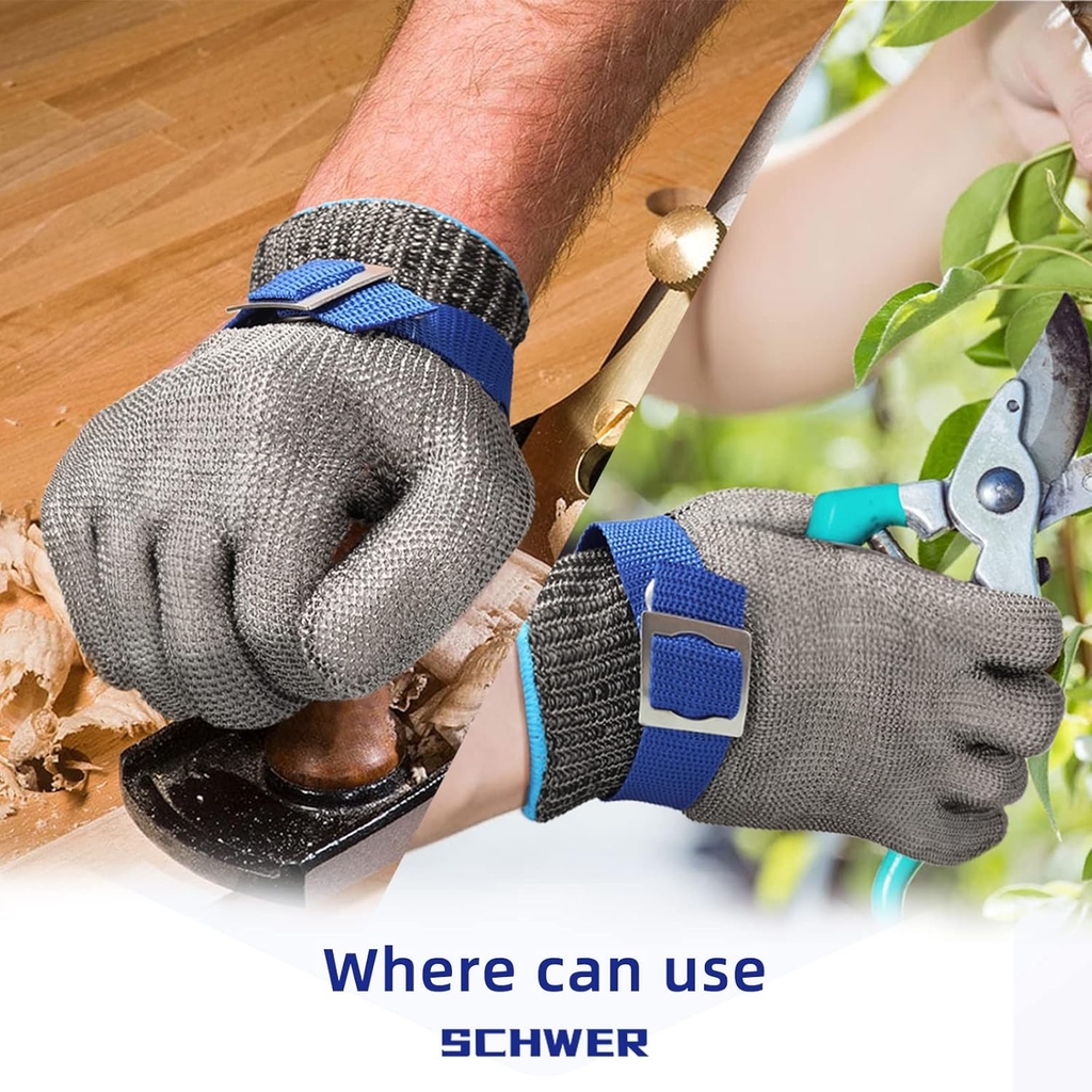 Stainless Steel Mesh Cut-Resistant Safety Gloves for Butchering, Meat Cutting & Fishing Găng tay
