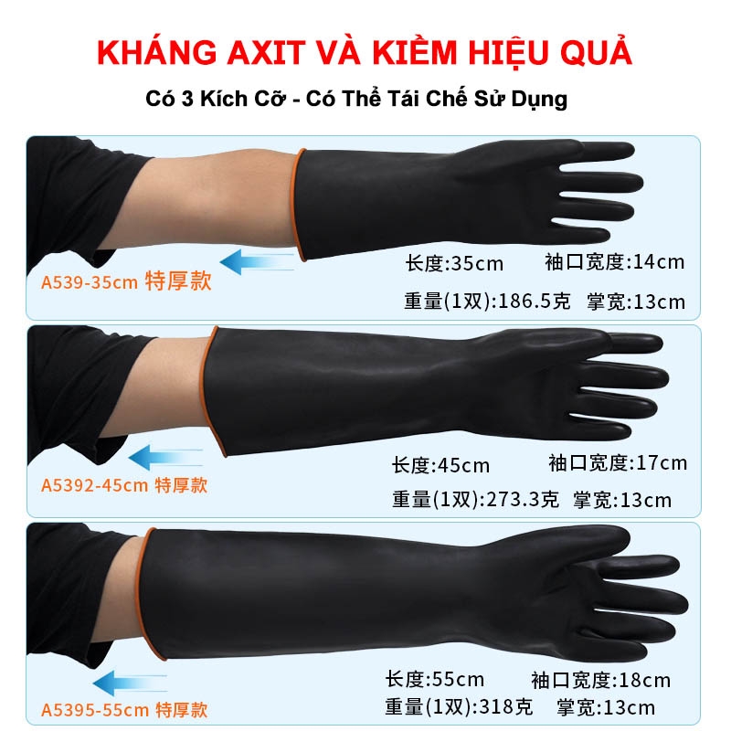 Găng tay cao su chống axit và kiềm hóa chất