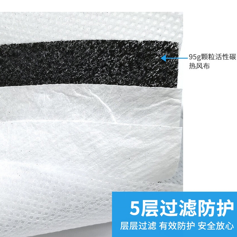 Khẩu trang KN95 chứa than hoạt tính 5 lớp Đeo qua đầu, hiệu AMS, Model: A9542, hộp 50 chiếc