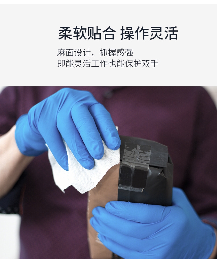 Găng tay nitrile Ams dùng một lần màu xanh lam, quy cách A5201 (hộp 100 cái)