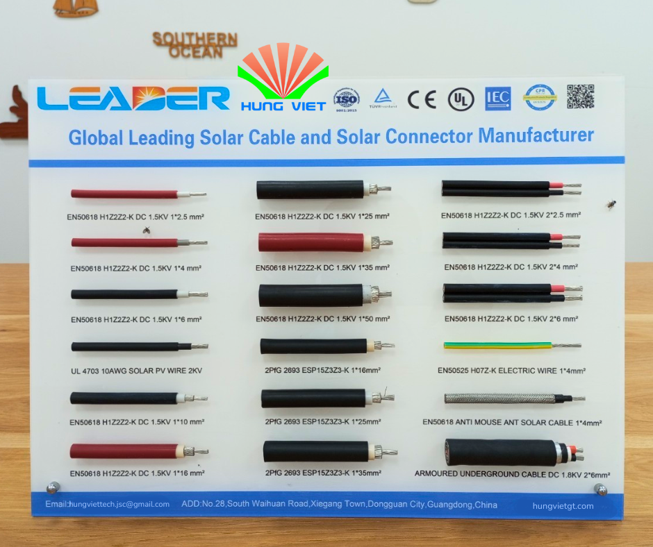 Dây cáp điện Leader 10mm (Solar cable 1*10MM2) (1500V H1Z2Z2-K- cuộn 1000m sx 2024)